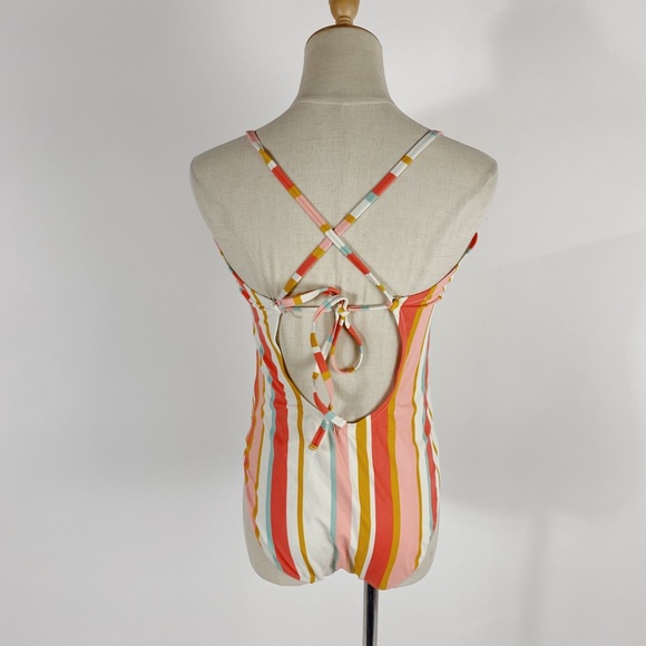 KONA SOL Striped Sherbet High Neck One Piece Swimsuit Womens Large - Picture 5 of 9